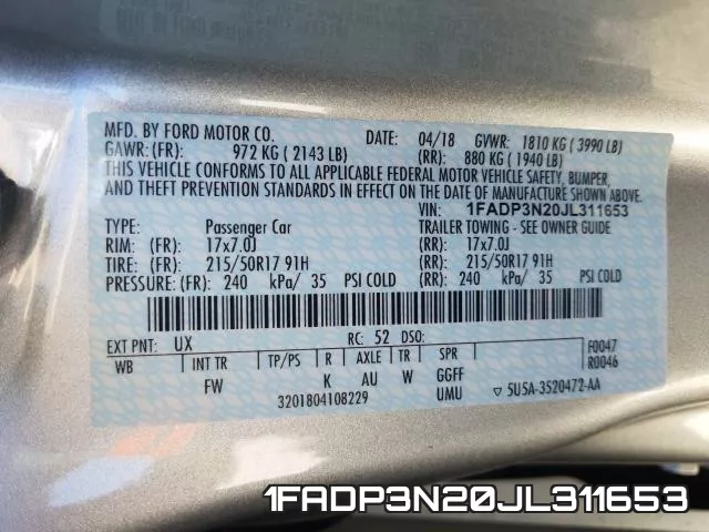 1FADP3N20JL311653 фото 2