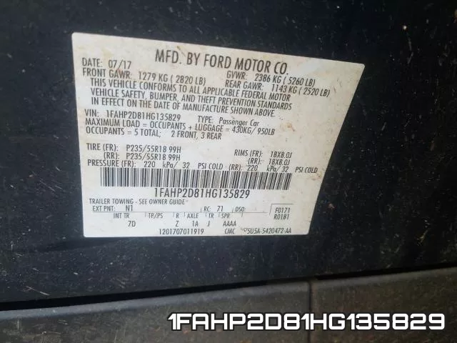 1FAHP2D81HG135829 фото 2