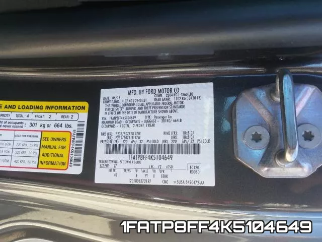 1FATP8FF4K5104649 фото 2