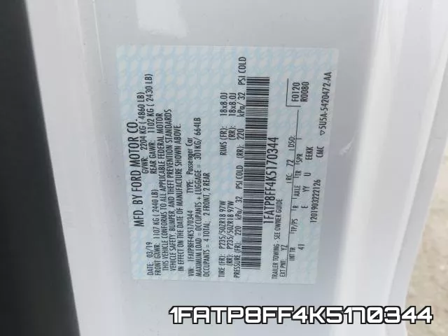 1FATP8FF4K5170344 фото 2