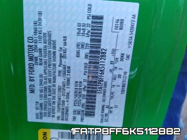 1FATP8FF6K5112882 фото 2