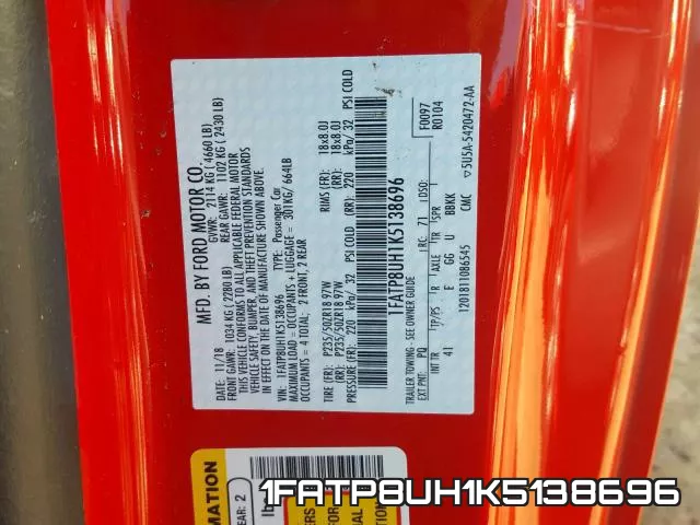 1FATP8UH1K5138696 фото 2