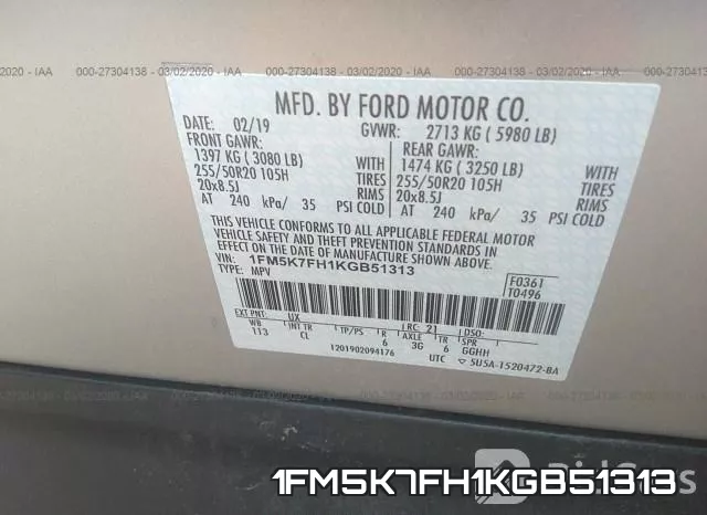 1FM5K7FH1KGB51313 фото 10