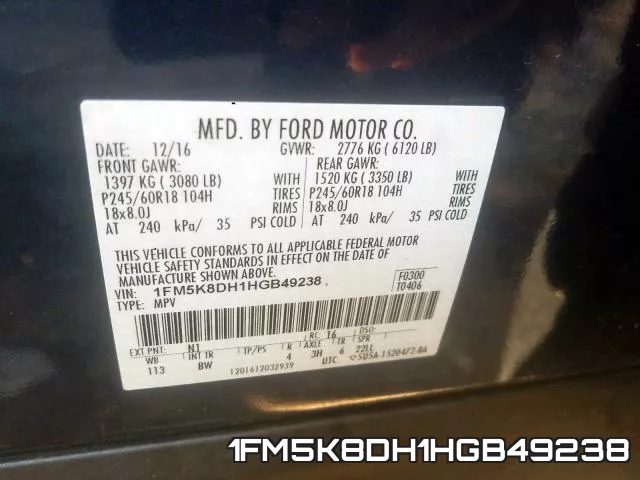1FM5K8DH1HGB49238 фото 2