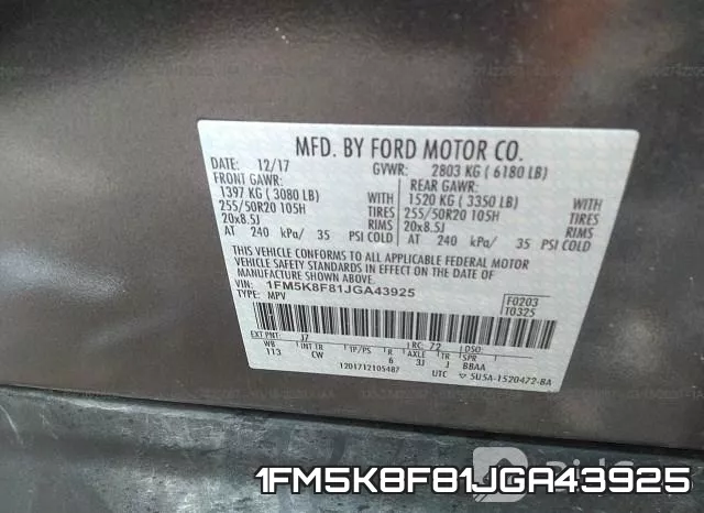 1FM5K8F81JGA43925 фото 10