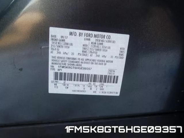 1FM5K8GT6HGE09357 фото 2