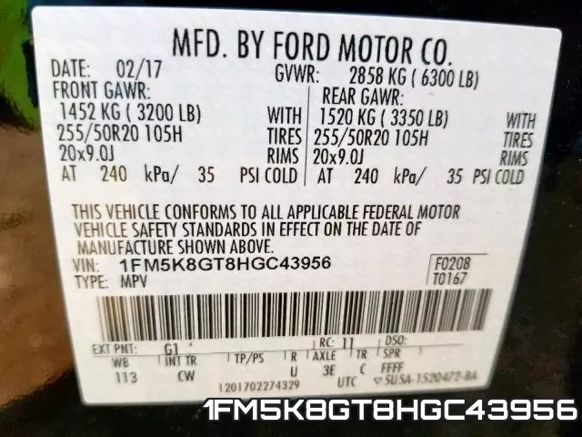 1FM5K8GT8HGC43956 фото 2