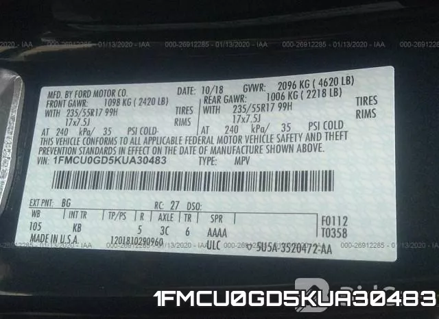 1FMCU0GD5KUA30483 фото 10