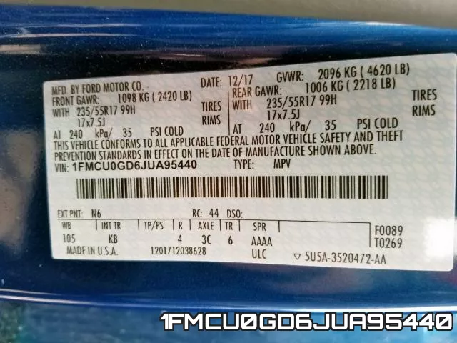 1FMCU0GD6JUA95440 фото 2