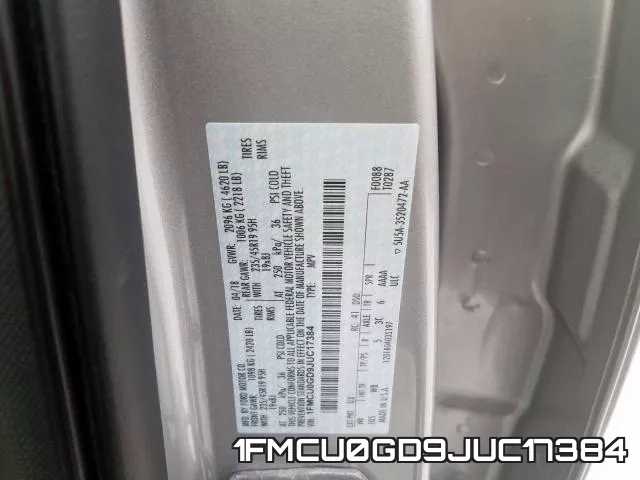 1FMCU0GD9JUC17384 фото 2