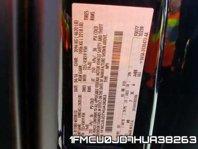 1FMCU0JD7HUA38263 фото 2