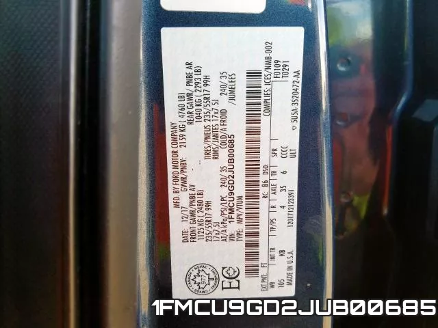 1FMCU9GD2JUB00685 фото 2