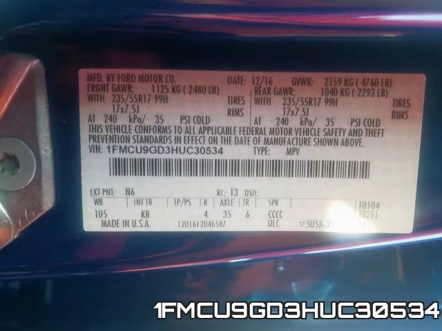 1FMCU9GD3HUC30534 фото 2