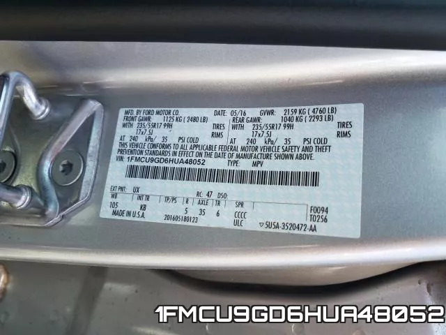 1FMCU9GD6HUA48052 фото 2