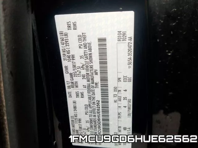 1FMCU9GD6HUE62562 фото 2