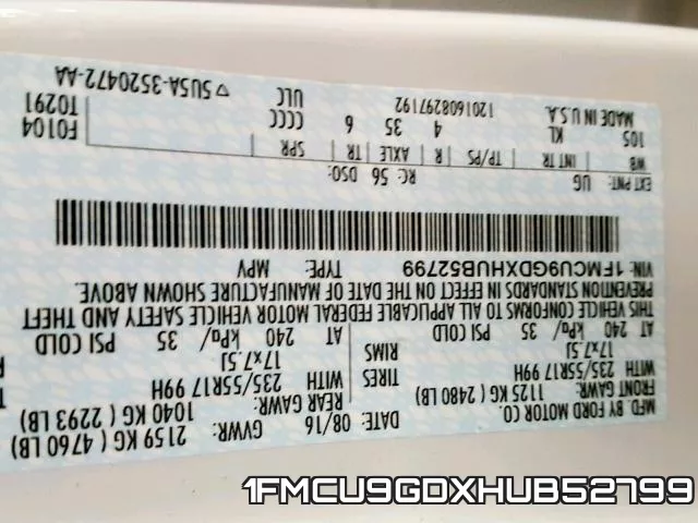 1FMCU9GDXHUB52799 фото 2