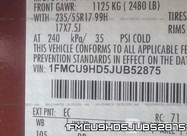 1FMCU9HD5JUB52875 фото 10