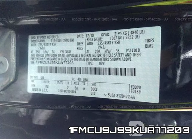 1FMCU9J99KUA77203 фото 10