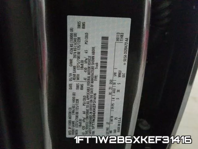 1FT7W2B6XKEF31416 фото 2