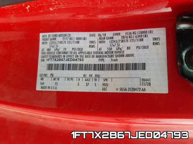 1FT7X2B67JED04793 фото 2
