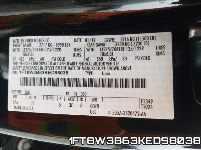 1FT8W3B63KED98038 фото 2