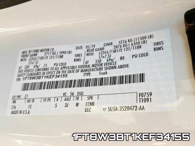 1FT8W3BT1KEF34155 фото 2
