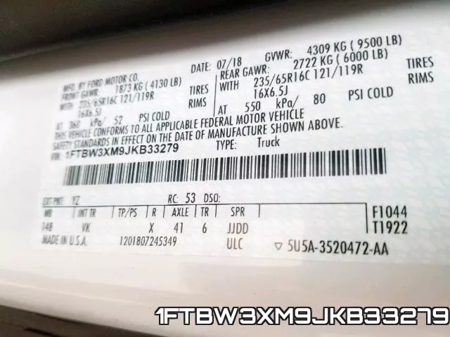 1FTBW3XM9JKB33279 фото 2