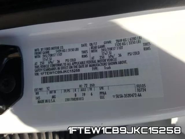 1FTEW1CB9JKC15258 фото 2