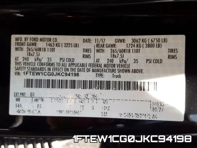1FTEW1CG0JKC94198 фото 2