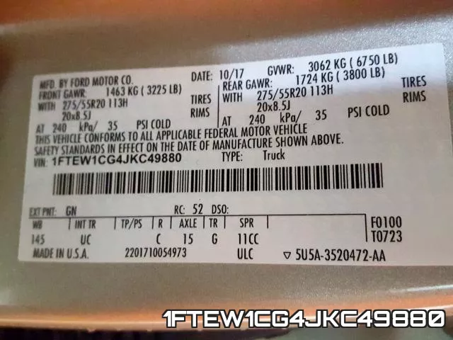 1FTEW1CG4JKC49880 фото 2