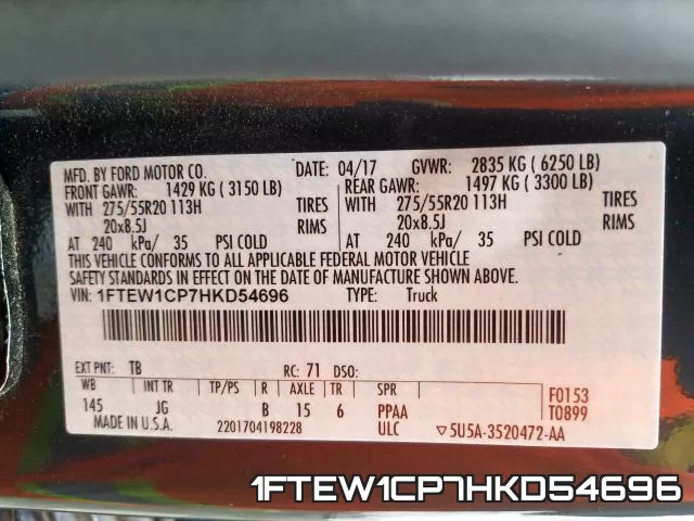 1FTEW1CP7HKD54696 фото 2
