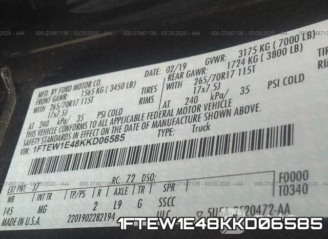 1FTEW1E48KKD06585 фото 10