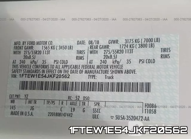 1FTEW1E54JKF20562 фото 10