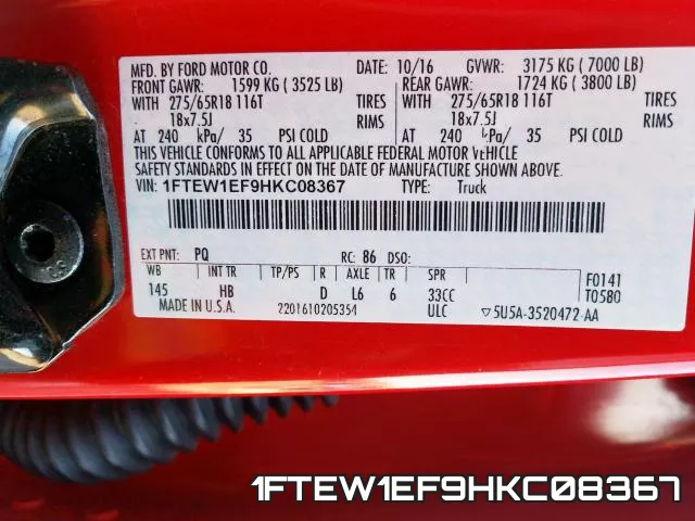 1FTEW1EF9HKC08367 фото 2