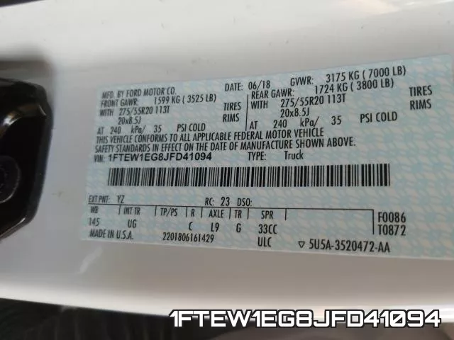 1FTEW1EG8JFD41094 фото 2