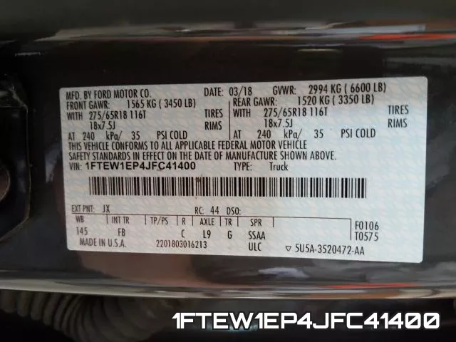 1FTEW1EP4JFC41400 фото 2