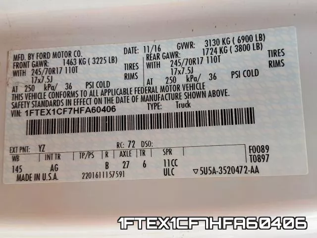 1FTEX1CF7HFA60406 фото 2