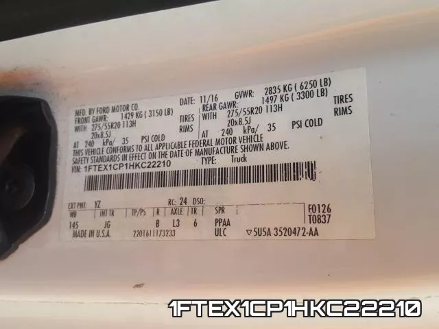 1FTEX1CP1HKC22210 фото 2