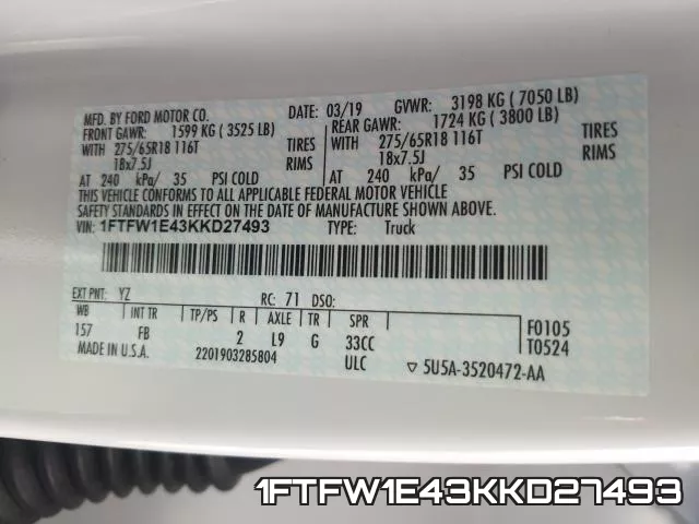 1FTFW1E43KKD27493 фото 2