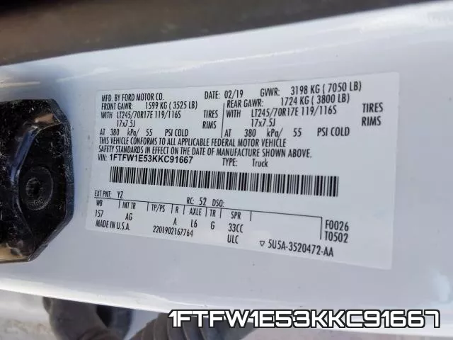 1FTFW1E53KKC91667 фото 2