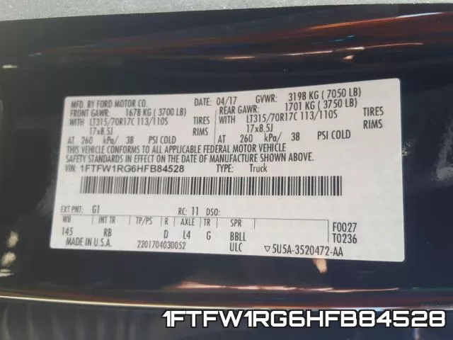 1FTFW1RG6HFB84528 фото 2