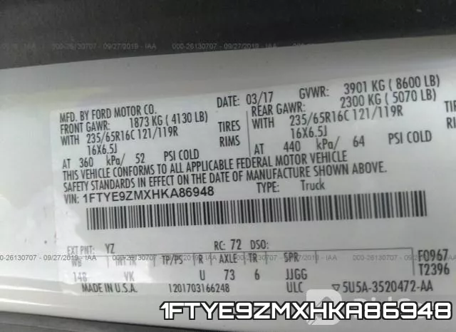 1FTYE9ZMXHKA86948 фото 10