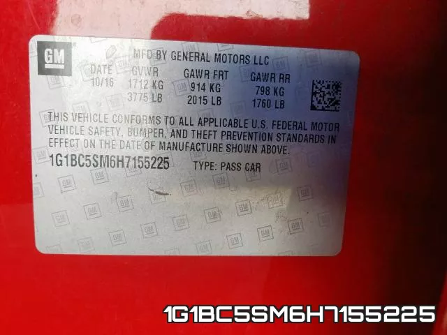 1G1BC5SM6H7155225 фото 2