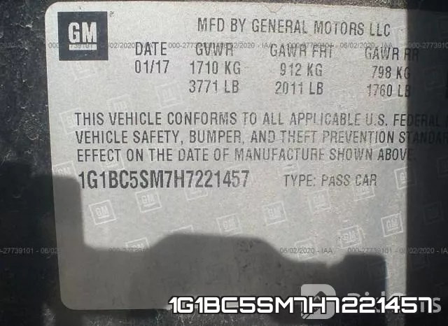 1G1BC5SM7H7221457 фото 10