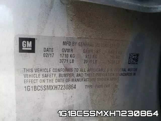 1G1BC5SMXH7230864 фото 2