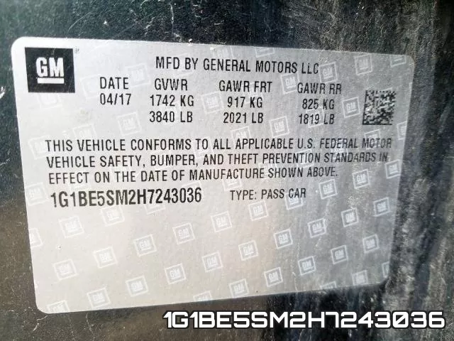 1G1BE5SM2H7243036 фото 2