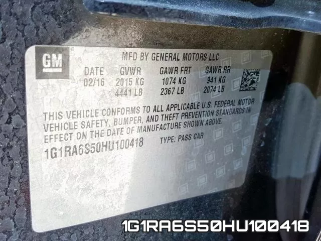 1G1RA6S50HU100418 фото 2