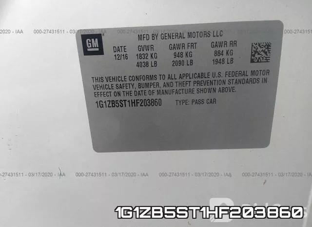 1G1ZB5ST1HF203860 фото 10