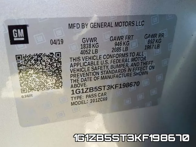 1G1ZB5ST3KF198670 фото 2
