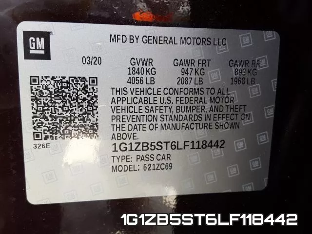 1G1ZB5ST6LF118442 фото 2